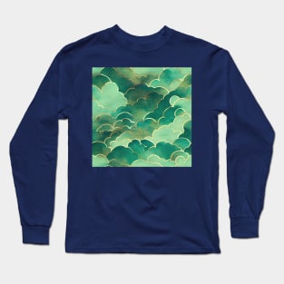 Green tones clouds pattern Long Sleeve T-Shirt